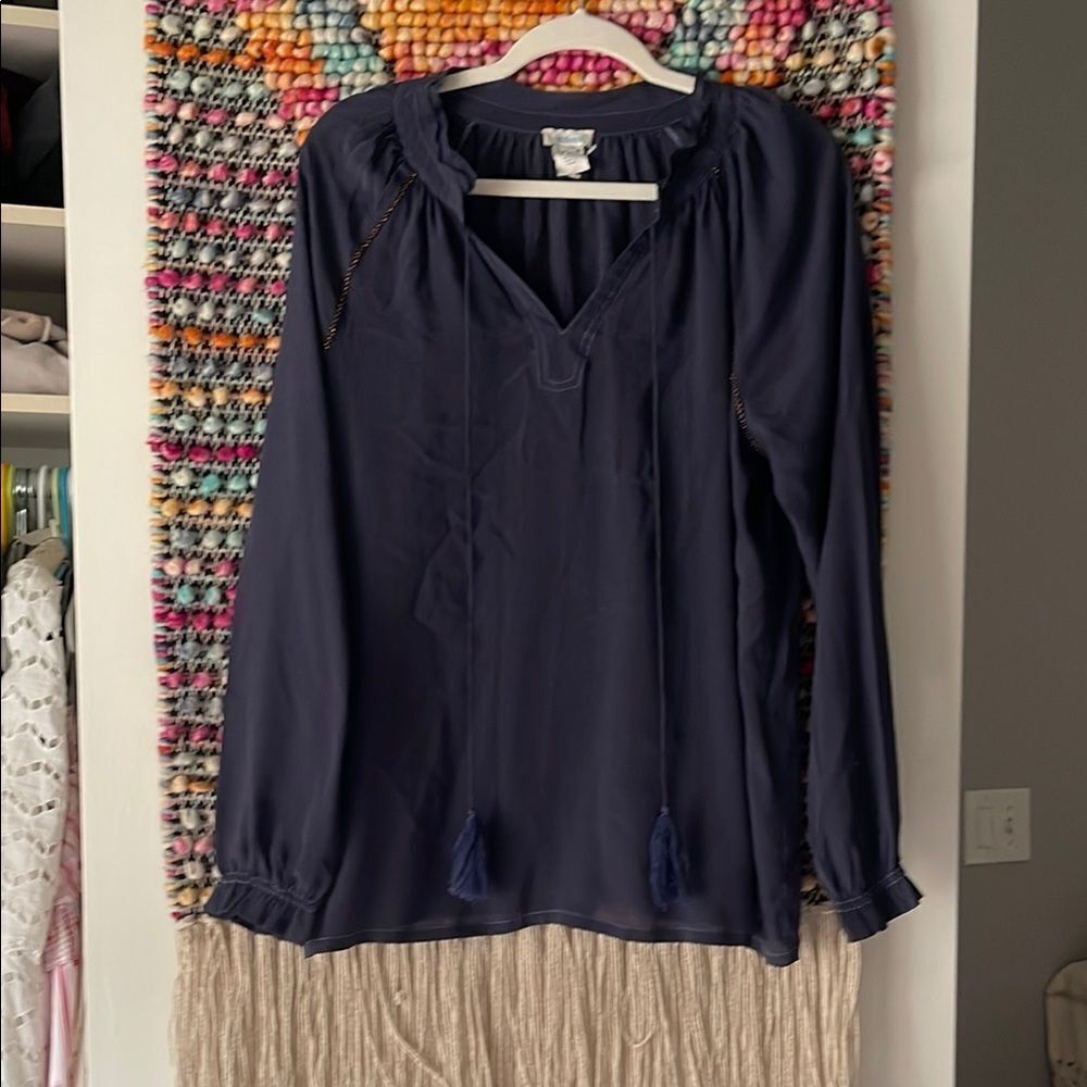 Sundance Blue Relaxed Blouse with Long Sleeves